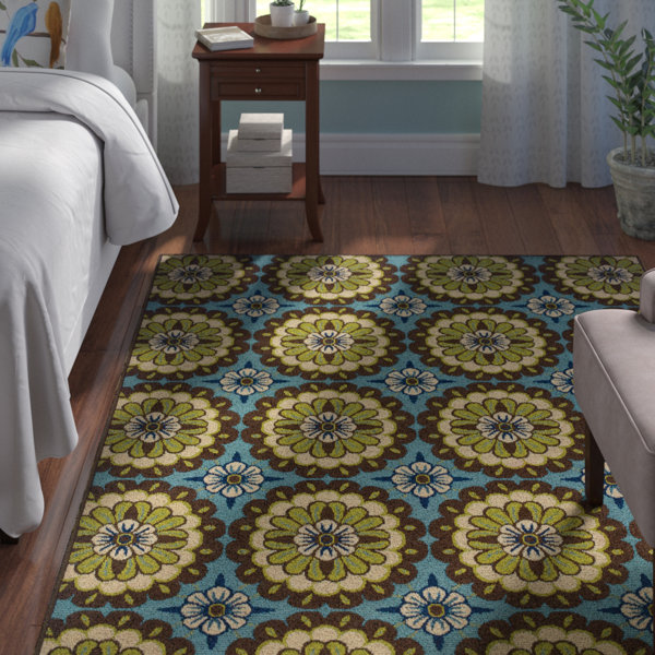 Andover Mills™ Brendel Floral Blue Indoor / Outdoor Area Rug & Reviews
